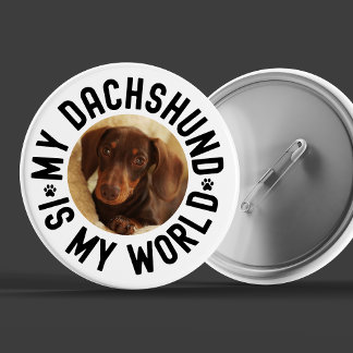 Bóton Redondo 5.08cm My Dachshund Is My World Custom Dog Photo