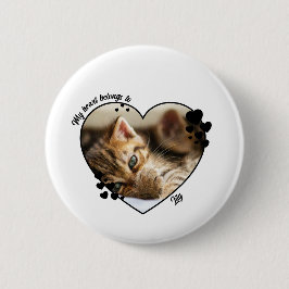 Bóton Redondo 5.08cm My heart belongs to customized cat T-Shirt