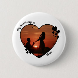 Bóton Redondo 5.08cm My heart belongs to customized wife anniversary 