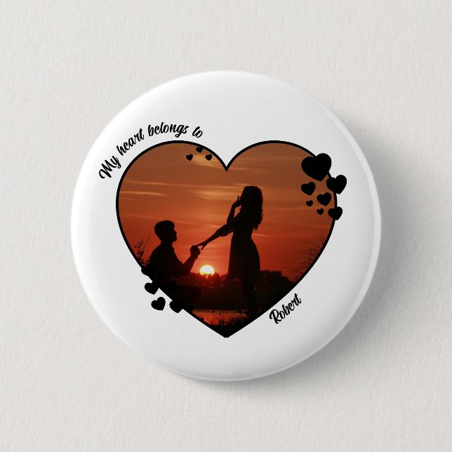 Bóton Redondo 5.08cm My heart belongs to customized wife anniversary  (Frente)