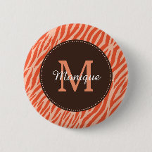 Na moda Dark Orange Zebra - Monograma e Nome de Im