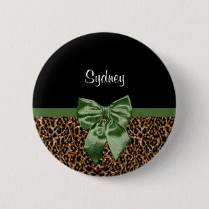 Bóton Redondo 5.08cm Na moda Leopard Imprima Arco Verde Elegante e Nome