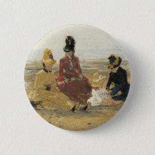 Bóton Redondo 5.08cm Na praia, Trouville 1887