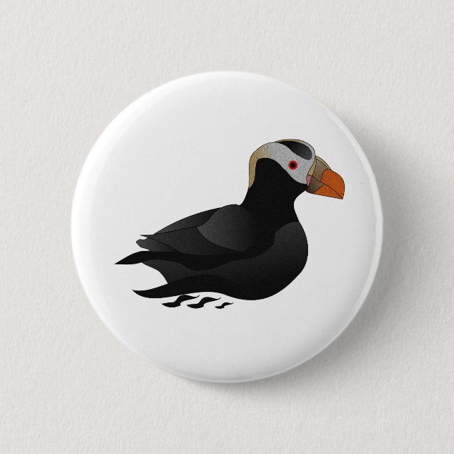 Bóton Redondo 5.08cm Nadação Adorável de Puffin Prequeijado (Frente)