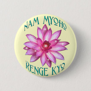 Bóton Redondo 5.08cm Nam Myoho Renge Kyo com design da flor de Lotus
