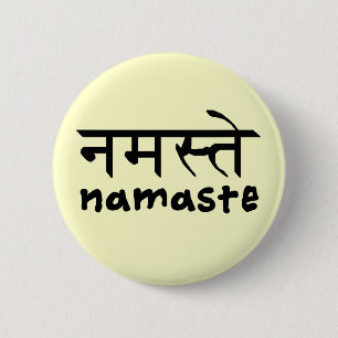Bóton Redondo 5.08cm Namaste em inglês e no Hindi