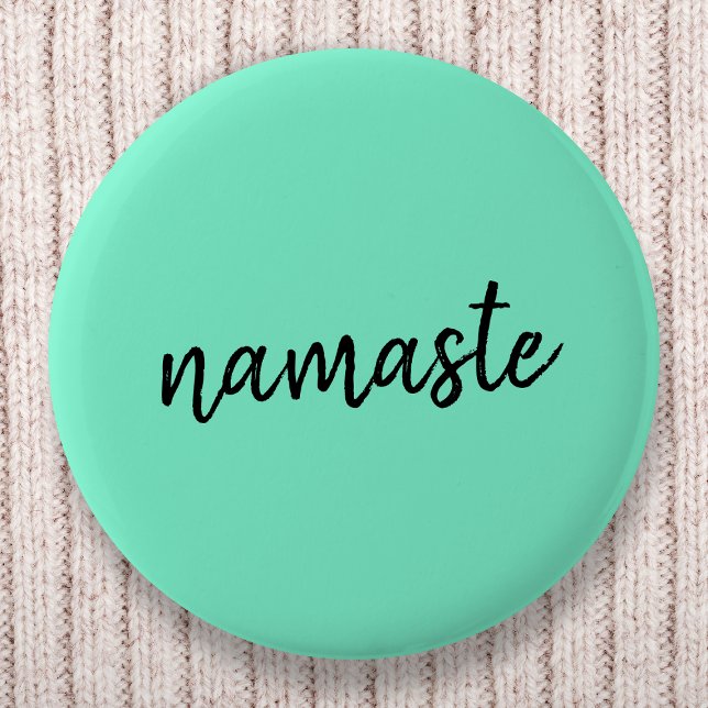 Bóton Redondo 5.08cm Namaste | Neo Mint Green Yoga Espiritual (Criador carregado)