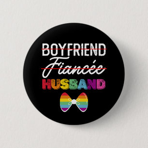 Bóton Redondo 5.08cm Namorado Fiance Husband Casamento gay Groom LGBTQ