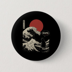 Bóton Redondo 5.08cm Não. A Grande Onda Kanagawa Divertido Surfe Japonê