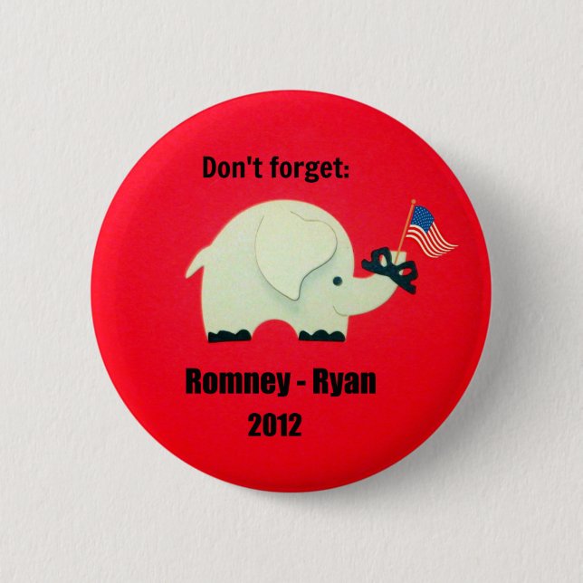 Bóton Redondo 5.08cm Não se esqueça: Romney - Ryan 2012 (Frente)