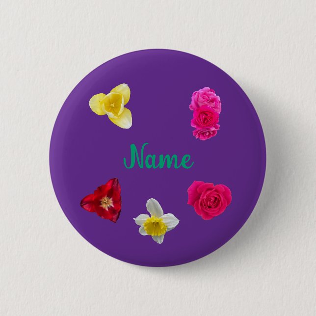 Bóton Redondo 5.08cm Narciso,Túlipas e Rosas (Frente)