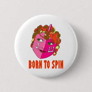 BÓTON REDONDO 5.08CM NASCER DE HANUKKAH DREIDEL PARA GIRAR O PRESENTE