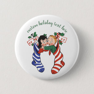 Bóton Redondo 5.08cm Natais vintages com crianças bonitas