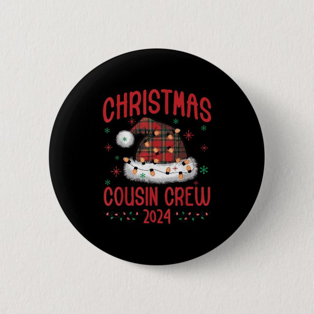 Bóton Redondo 5.08cm Natal 2024 Cousin Crew Xmas Lights Santa Hat P (Frente)