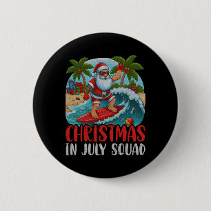 Bóton Redondo 5.08cm Natal Antigo Em Julho Papai Noel Havaiano Surfando