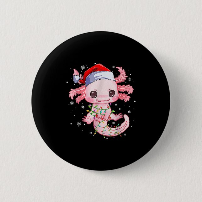 Bóton Redondo 5.08cm Natal Axolotl Santa Hat Luz Japonês Bonito A (Frente)