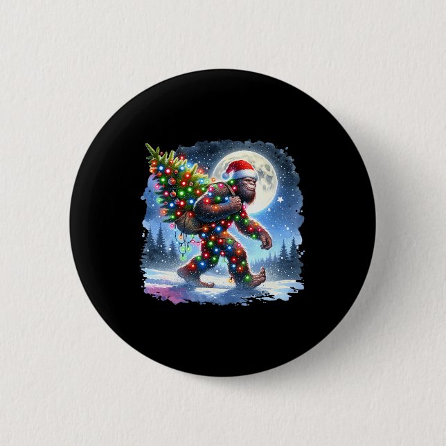 Bóton Redondo 5.08cm Natal Bigfoot Sasquatch Xmas 1 (Frente)