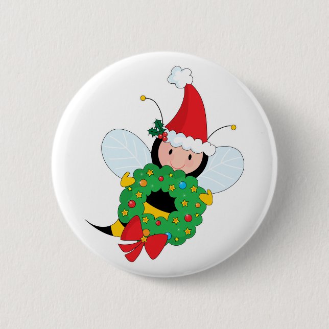 Bóton Redondo 5.08cm Natal da abelha (Frente)