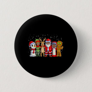 Bóton Redondo 5.08cm Natal da família negra Papais noeis afro-americano