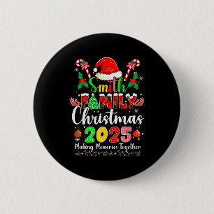 Bóton Redondo 5.08cm Natal da Família Smith 2025 Chapéu de Papai Noel C