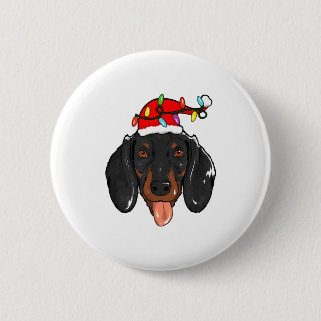 Bóton Redondo 5.08cm Natal Dachshund Luz Natal  (Frente)