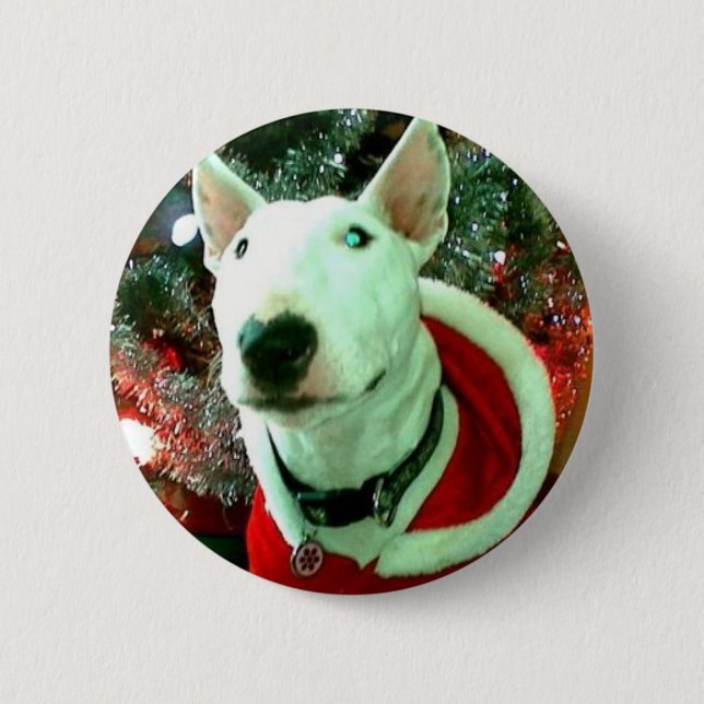 Bóton Redondo 5.08cm Natal de bull terrier (Frente)