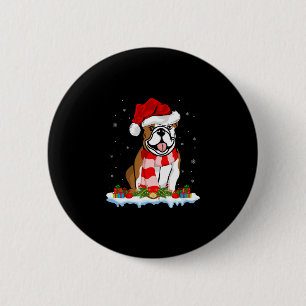 Bóton Redondo 5.08cm Natal de Santa Hat American Buldog do Xmas Lightin
