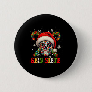 Bóton Redondo 5.08cm Natal Dia De Los Muertos Açúcar Crânio Seis Sete