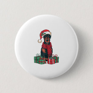 Bóton Redondo 5.08cm Natal do cachorro do Doberman do Santa Hat Lightin