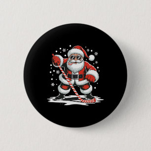 Bóton Redondo 5.08cm Natal do hóquei Papai Noel Jogando Esporte Patinaç