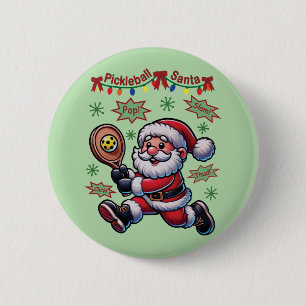 Bóton Redondo 5.08cm Natal do Pickleball Papai Noel