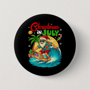Bóton Redondo 5.08cm Natal Em Julho Havaí Papai Noel Surfando Verão Pra