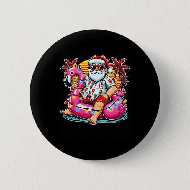 Bóton Redondo 5.08cm Natal Em Julho Papais noeis Flamingo Float Sumam (Frente)
