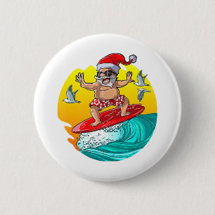 Bóton Redondo 5.08cm Natal em julho Papais noeis Surf Havaiano Verão