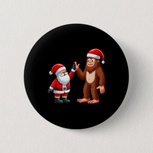 Bóton Redondo 5.08cm Natal Engraçado Papai Noel Bigfoot High-fiving Xm