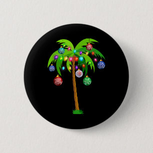 Bóton Redondo 5.08cm Natal Lights Palm Tree Fun Hawaii Beach Tropic
