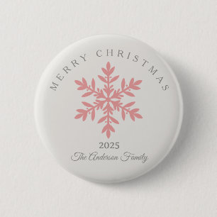 Bóton Redondo 5.08cm Natal personalizado rosa pink floco de neve elegan