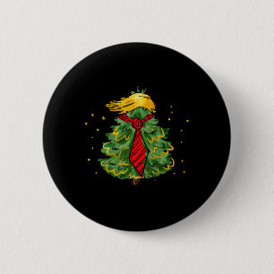 Bóton Redondo 5.08cm Natal Trump EUA Engraçado Cabelo Trump Árvore Home