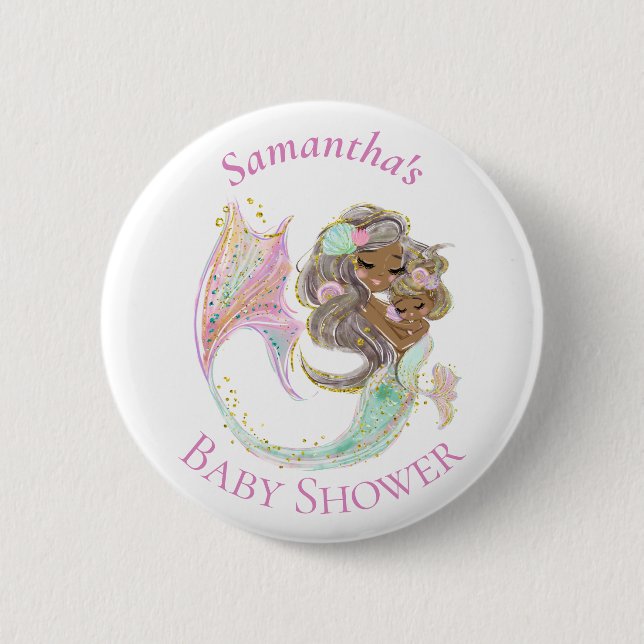 Bóton Redondo 5.08cm Náutica do Chá de fraldas de Sereia (Frente)