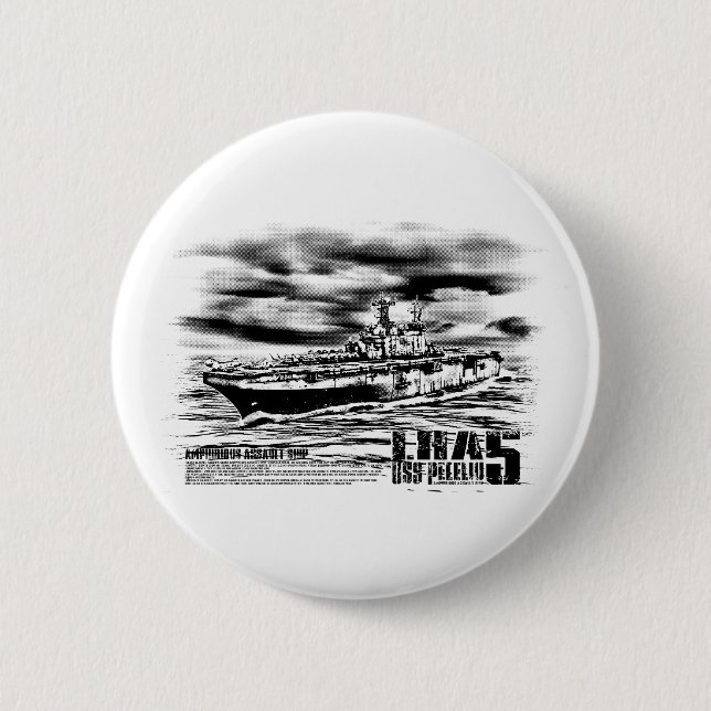 Bóton Redondo 5.08cm Navio de ataque anfíbio Peleliu Button (Frente)