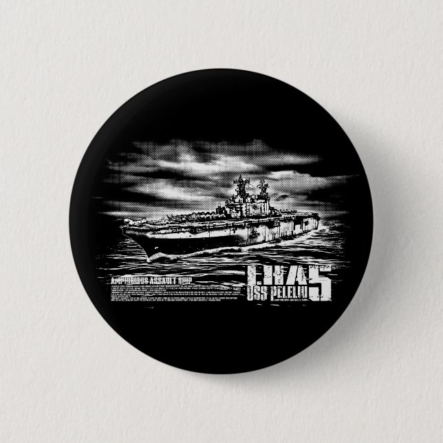 Bóton Redondo 5.08cm Navio de ataque anfíbio Peleliu Button (Frente)
