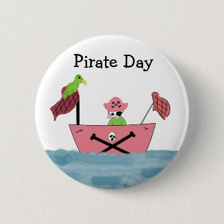 Bóton Redondo 5.08cm Navio Pirata Rosa