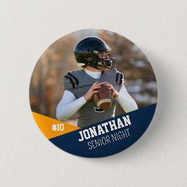 Bóton Redondo 5.08cm Navy Gold Football Button Senior Night Team Kids