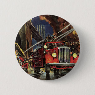 Bóton Redondo 5.08cm Negócios Vintage, Caminhões de Bombeiros Bombeiros