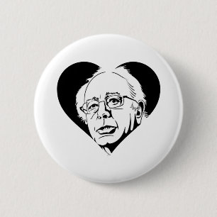 Bóton Redondo 5.08cm negro bernie sanders coração