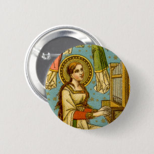 Bóton Redondo 5.08cm NeoGótico St. Cecília de Roma (detalhe; BNG 02)
