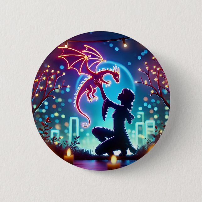 Bóton Redondo 5.08cm  neon dragon trainer (Frente)