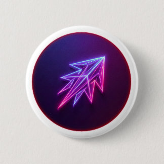 Bóton Redondo 5.08cm Neon Glow Futuristic Rocket Icon Button