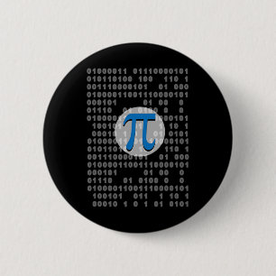 Bóton Redondo 5.08cm Nerd De Matemática Do Símbolo Pi Day Ascii Binário
