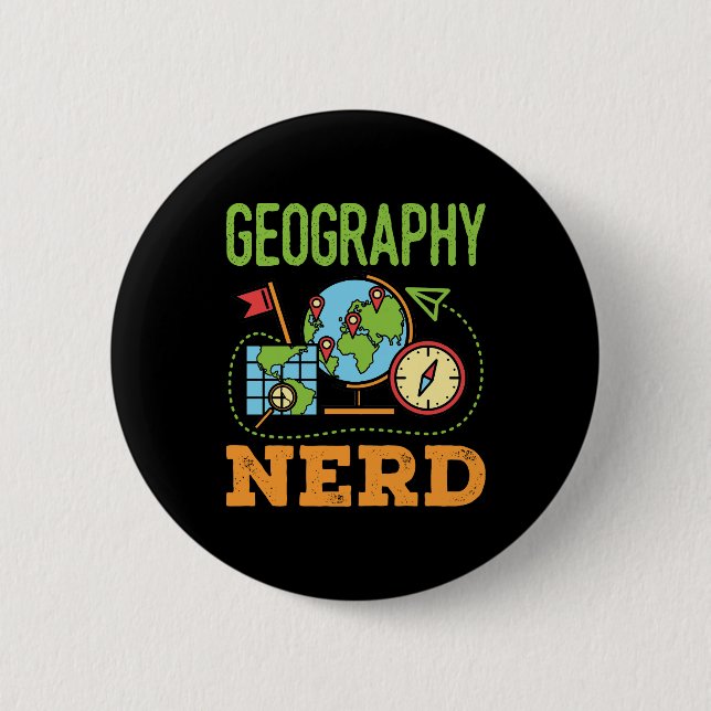 Bóton Redondo 5.08cm Nerd geográfico (Frente)